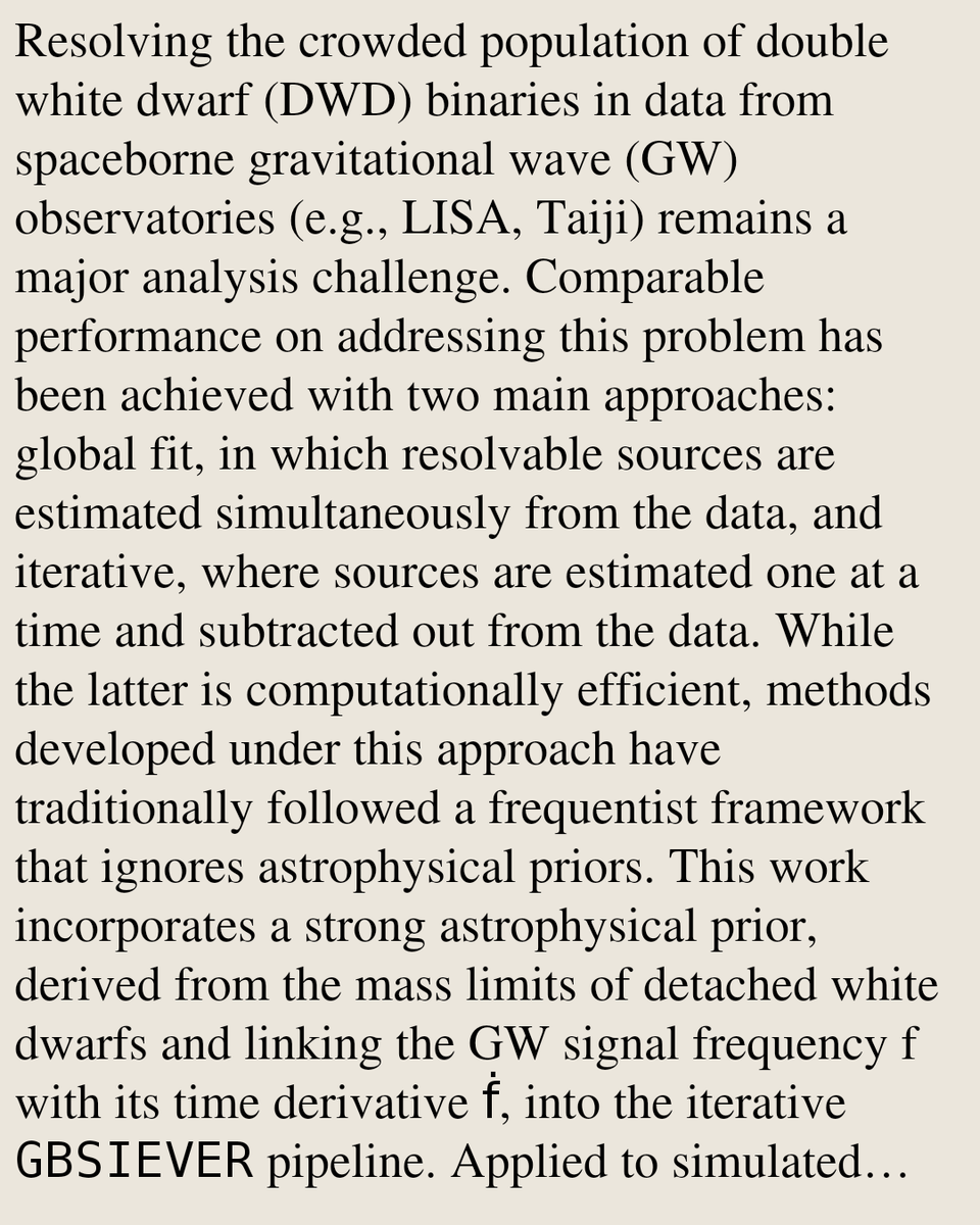 RelativityPaper's tweet photo. Improving the resolution of double white dwarf systems with spaceborne gravitational wave observatories using a robust astrophysical prior

Shao-Dong Zhao, Xue-Hao Zhang, Soumya D. Mohanty, Yu-Xiao Liu
https://t.co/BWxograC0w [𝚐𝚛-𝚚𝚌 𝚊𝚜𝚝𝚛𝚘-𝚙𝚑.𝙸𝙼] https://t.co/3HmhJMSuQo