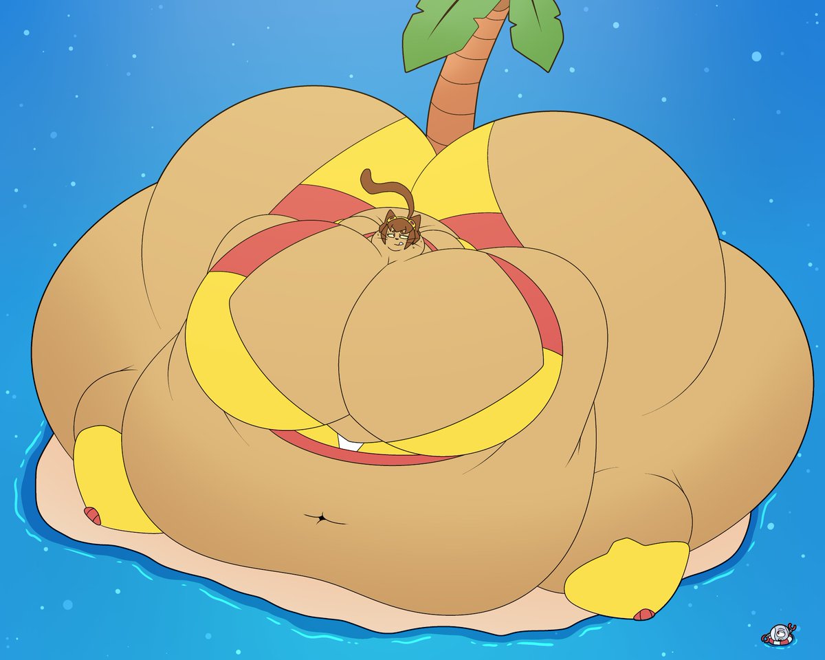 Xavier_exeiver3's tweet photo. ["Stuck in a island very fat" - Fanart time]
-Still want do more things with kit, and this was one of that things, i guess she just can enjoy the little island i guess? until she get more fat xd (i wonder what kaboodle think)
#gameoverse
[Hope you all like it!] https://t.co/0neSvO8Z76