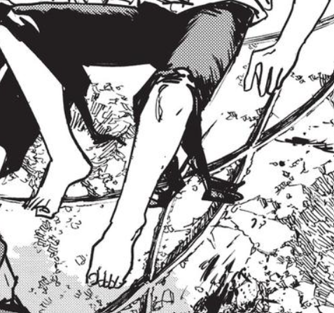 AndromedaArea's tweet photo. @Sneakerbrain12 @Jimbox_OMG @fiorimreoir Denji never reacted to quanxi, that was pochita. Kishibe fought and defeated hybrid denji. Hell his shirt was literally off because he had been pulling his cord and the other one shows pants ripped from leg chainsaw.

Do you think denji of all people would refuse to transform? https://t.co/12NR98RX7J