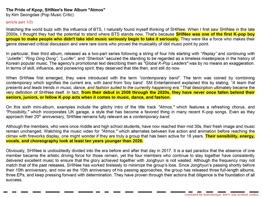 retrotesque's tweet photo. [ENG] The Pride of Kpop, SHINee

"SHINee was one of the first K-pop boy groups to make ppl who didn't take idol music seriously begin to take it seriously. [...] They served as the blueprint for K-pop during the 2000s &amp; 2010s; their vision continues to flow through present day." https://t.co/E6pJZR4OcW