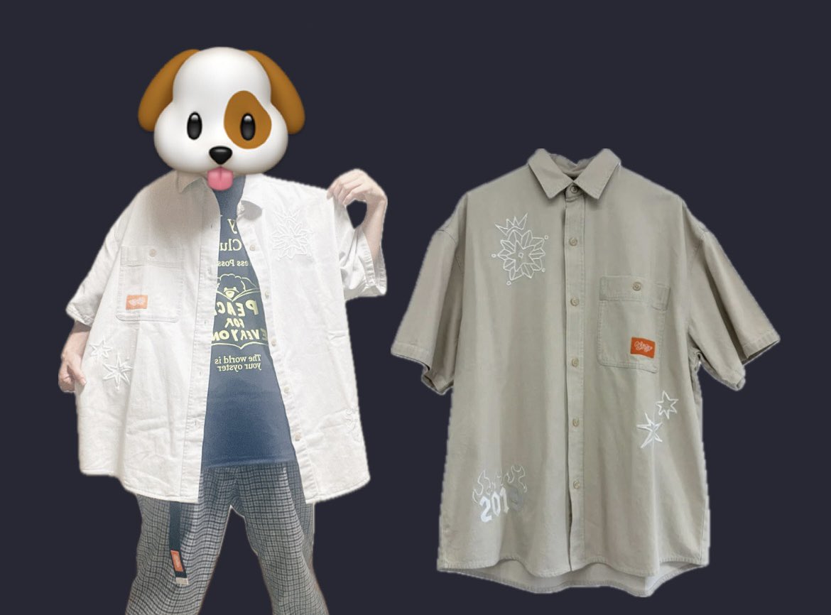 Aikyan_and_same's tweet photo. 届いた服を着てみるなどしています。

実物手にして着てみたら...天才すぎた。
ありがとございますっ！🐻‍❄️🐶🎁
休みの日の着回し、楽しみます！

（ワークシャツが光の加減で
見た目の色が違いますが🙏）
 #yipyip   #小林愛香 https://t.co/UpUr6PjV8T