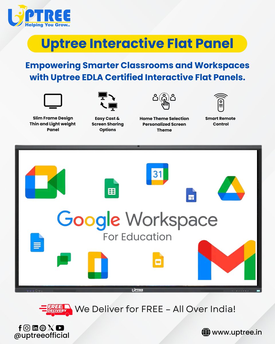 uptreeofficial's tweet photo. Experience the future of smart teaching with the Uptree EDLA Certified Interactive Flat Panel.

@uptreeofficial
https://t.co/k7PNboAG4g

#Uptree #EDLACertified #InteractiveFlatPanel #SmartClassroom #EdTech #DigitalLearning #GoogleEDLA #InteractiveDisplay #EducationTechnology https://t.co/7lky2KoAhy