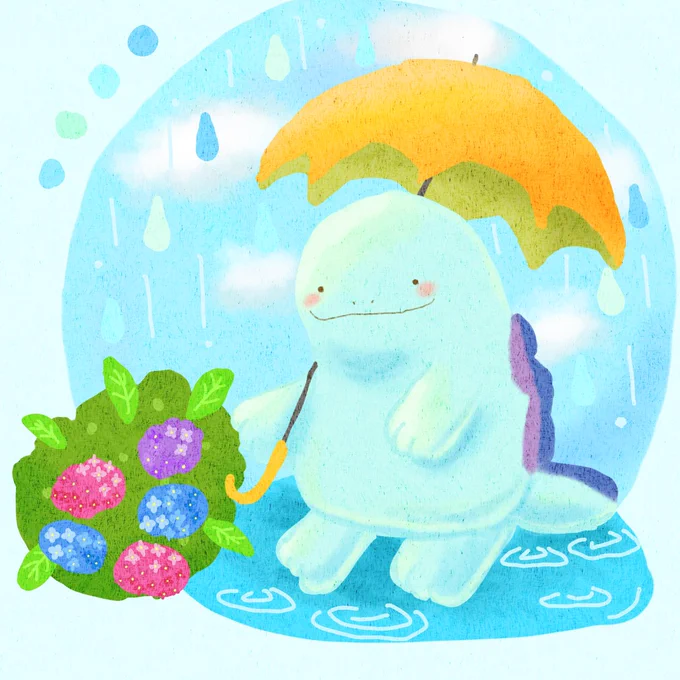 梅雨なので6月ヌオーちゃんイラスト