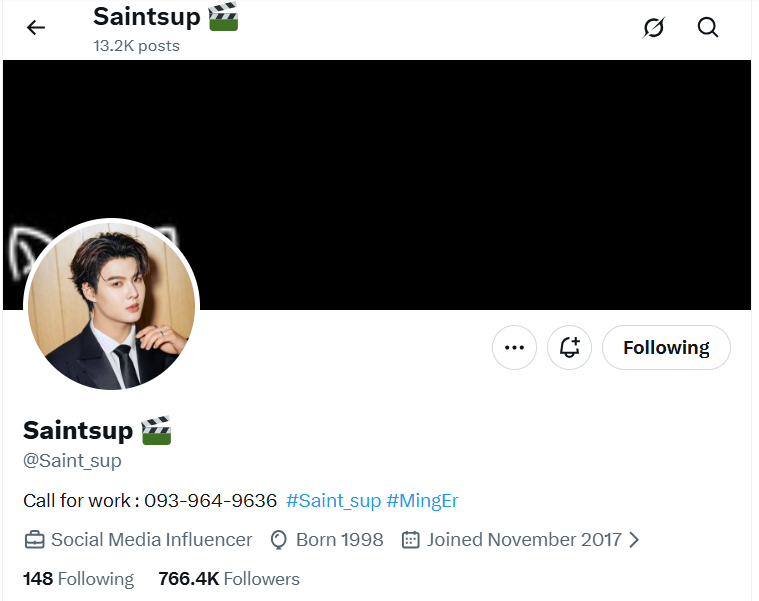SaintFCOfficial's tweet photo. Saint's new profile pic on IG/X/ FB 

He looks very handsome

IG: https://t.co/8qfaQMNnVe
FB: https://t.co/bkJpqlhco1
X: https://t.co/oBqxGez6iL 

 #Saint_sup #MingEr 
#เซ้นต์ศุภพงษ์ https://t.co/0GYqOtKhbX