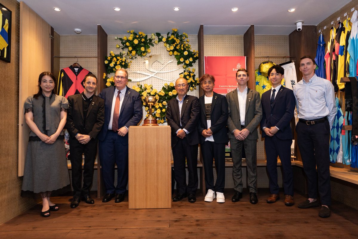 FlemingtonVRC's tweet photo. The 2026 Lexus Melbourne Cup Tour has begun, with its opening international stop taking the iconic trophy to Japan.

Joined by Melbourne Cup-winning jockeys Christophe Lemaire and Yasunari Iwata, we celebrated the enduring connection between Japan and the race that stops a nation®, as the Cup embarks on its annual journey.

#MelbourneCup
