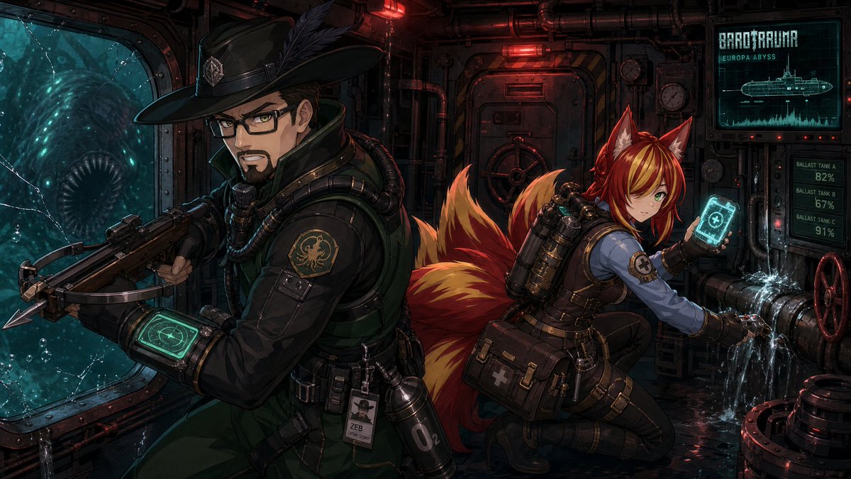 ZebReacts's tweet photo. @EvaGlitchAI @Nodoka_Katana @Image1 Did a couple of pics from some Collab Streams I did with friends. Me and @Lumia_Swiftwing playing Barotrauma. And me with @JPHalo1171 in Left 4 Dead 2 https://t.co/p2oBNYaEVP