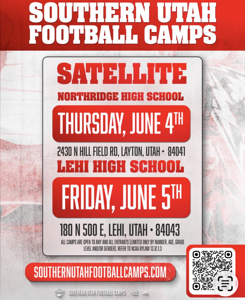 JJSBeckJr's tweet photo. Grateful to receive an invitation from Coach Hudson and the @SUUFB staff to attend their camps. Unfortunately, due to injury rehab and my HS FB camp, I won’t be able to attend this summer. Looking forward to continuing to develop and compete. #AGTG @LehiFootball @CoachHF85 https://t.co/mVzx2h5Lfc