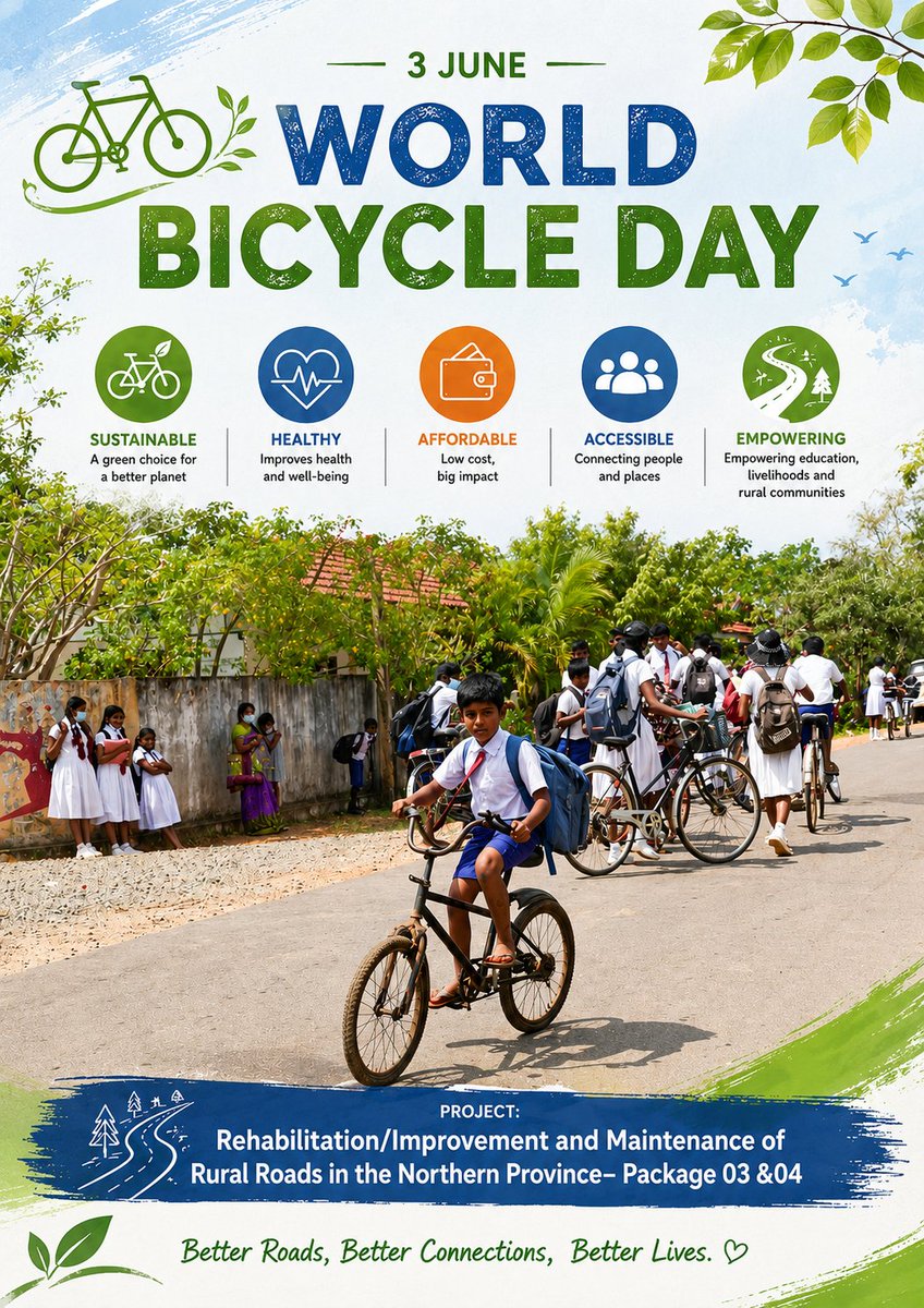 CscecSlk's tweet photo. Two wheels, endless possibilities. Whether it’s commuting to work or school, running errands, or just enjoying a weekend ride, the bicycle is one of the simplest—and smartest—inventions ever.
#CSCEC #WorldBicycleDay https://t.co/AfTroz0i20
