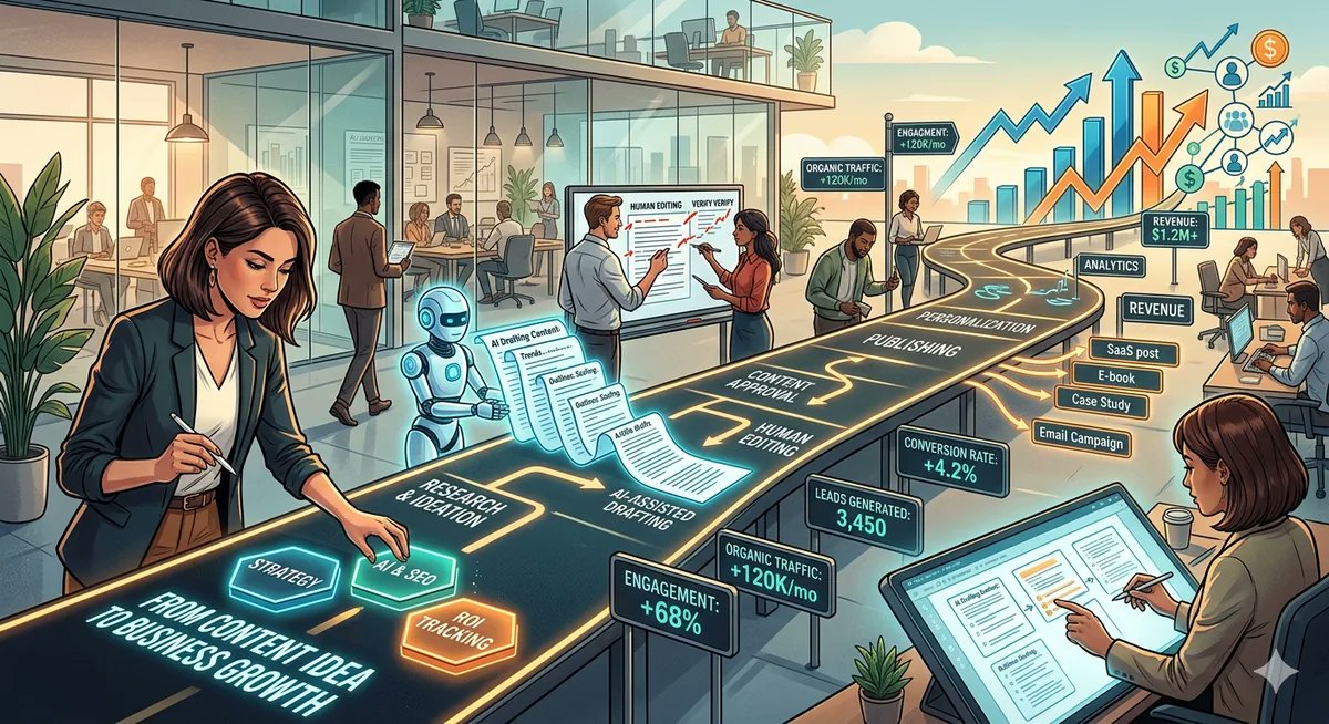 RankPandaAI's tweet photo. AI won’t replace content teams—it will expose weak workflows. Teams winning now use AI for briefs, variants, approvals, and measurement: one case saw organic leads rise 216%. See how to build your content roadmap.

Read more: https://t.co/PD3GncrRDX https://t.co/paUqZXI9ul