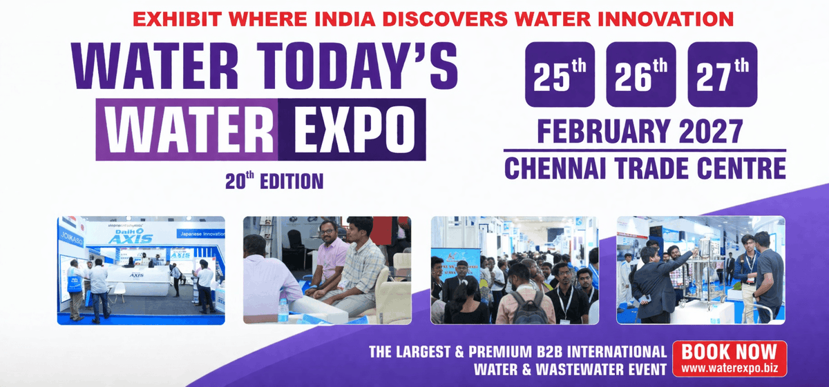 WaterToday101's tweet photo. WATER TODAY’S WATER EXPO – 20th Edition!

Venue:Chennai Trade Centre, Nandambakkam
Date: Feb-25,26,27- 2027

Join the largest B2B event.

Book now: https://t.co/4oKeVRa008
info@watertoday.org | +91 99446 87163

#WaterExpo #ChennaiEvents #WaterIndustry #B2BEvents https://t.co/QnFi7fHBJo