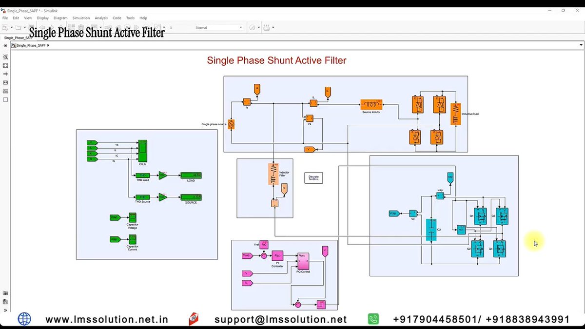 Lms_Solution's tweet photo. Single-Phase Shunt Active Filter in MATLAB/Simulink

https://t.co/IEF3nQPGd2

MATLAB/Simulink model of a single-phase shunt active filter for harmonic compensation.
Uses PQ control with H-bridge inverter and DC capacitor voltage regulation at 700 V.

#MATLAB
#Simulink https://t.co/aZoEhGjQ35