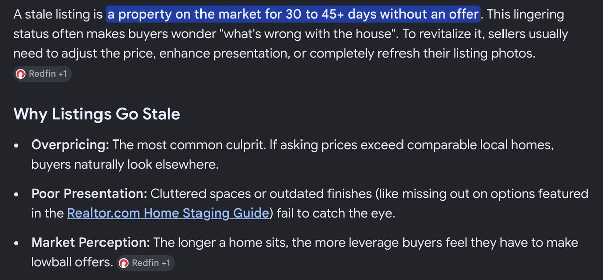 SinclairRobin11's tweet photo. @burby_geek @FinancialPhys This is what actually happened in real life 😂😂😂. I’m in the real estate business. Every home selling website displays how long a property has been listed. Realtors and buyers know that it’s highly unusual for stale listing to end up in a bidding war. https://t.co/66cqd4xkJ4