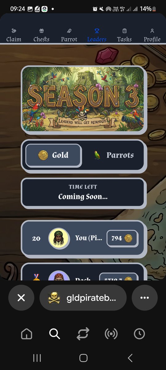 Furqa45's tweet photo. @NotAMai_ 
Finally made it into the Top 20! 🎉
Started with just 3 parrots, and now I've reached 177 points. It wasn't easy—every point took effort, consistency, and a bit of pirate determination.
The journey is far from over, but seeing my name on the leaderboard feels amazing. https://t.co/6qW37wzkRV