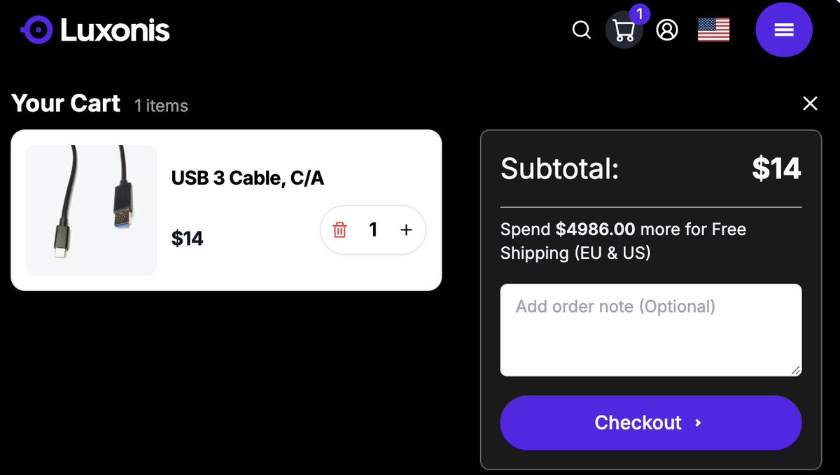 OfficialBenSaff's tweet photo. Hey @luxonis , I really want free shipping with that USB-C cable for my Oak-D camera. It's very tempting to spend more. Now I'm thinking to buy five Oak 4 CS cameras to qualify for free shipping. https://t.co/QWQbuKAQyH