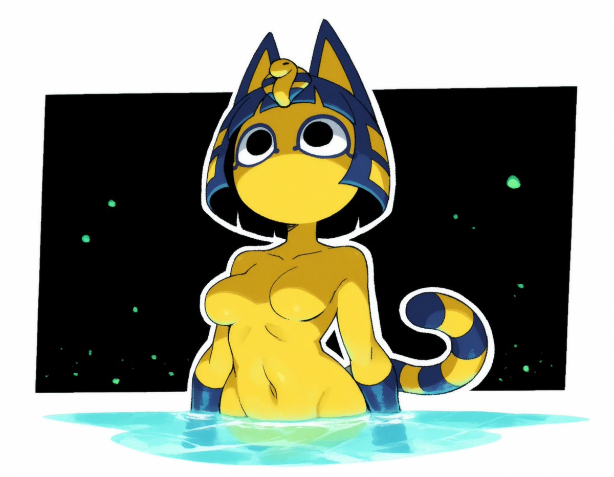 virtnep's tweet photo. In a series of "Character standing in water for no apparent reason" here's Ankha. https://t.co/iyuWu9FPIj