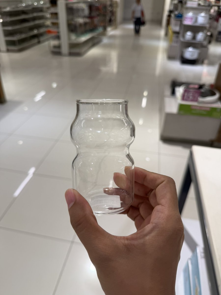 karvic_'s tweet photo. Cute, yakult shaped glass https://t.co/8u7ipO3qV0