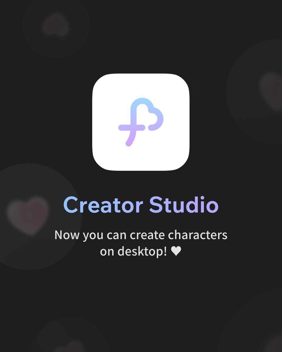 FlozeAI's tweet photo. Creator Studio Is Live!
You can now create and manage characters on desktop. ♡

With Creator Studio, you can create, edit, and publish your characters from a desktop browser for a smoother, easier creation experience.

▼ Floze Creator Studio:
https://t.co/BVQ62cozuf https://t.co/EcYcUGYgiJ