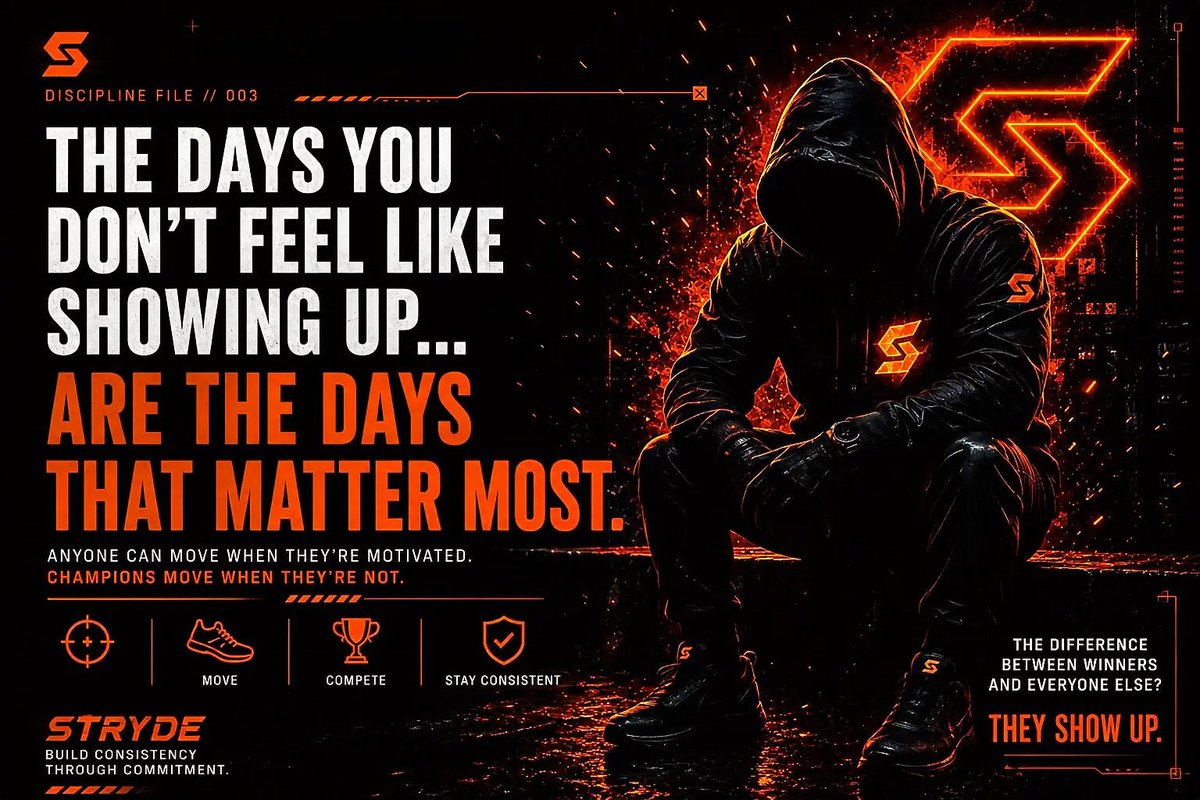 StrydeTON's tweet photo. The days you want to quit are the days that define you.

Show up anyway. 👣🔥

#Consistency #Fitness
#Discipline #KeepMoving #NeverQuit #Accountability #TON #FitnessChallenge #OutlastEveryone https://t.co/4PKmyhZaed