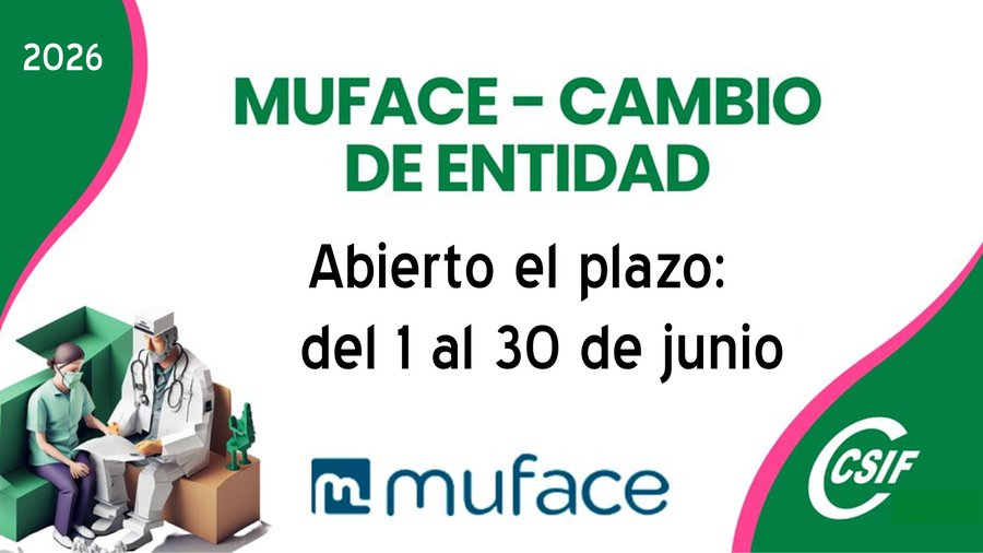 csifeducacion's tweet photo. 🏥📢 ¡Atención mutualistas de MUFACE!
📅 Del 1 al 30 de junio de 2026 está abierto el plazo ordinario para cambiar de entidad sanitaria.
✅ Puedes cambiar entre:
🔹 Adeslas
🔹 Asisa
🔹 Sistema Público de Salud (INSS)
👇👇👇👇
https://t.co/wpKtCqZORF https://t.co/gJ2Q8B7p10