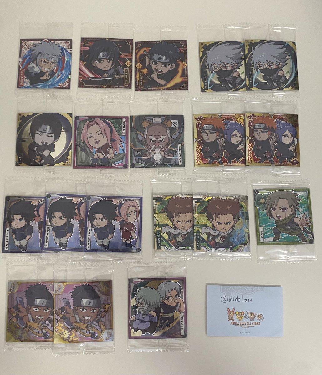 midolzu's tweet photo. NARUTO ウエハース シール vol.3 vol.5 交換

譲:画像1枚目

求:画像2、3枚目 ❌以外のもの

コンプ目的
レアリティ考慮のため複数提供n:1など可能です◎

郵送📮
条件合う方気軽にリプお願いいたします🙇‍♀️ https://t.co/g471PgLTsK