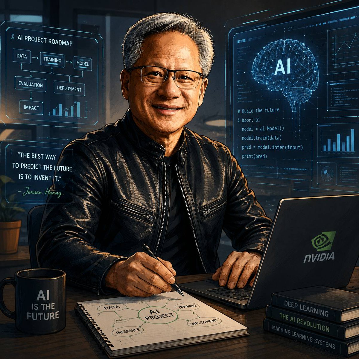SiPalingDepok's tweet photo. Ini bukan Jacky Chan. Dialah Jensen Huang, CEO NVIDIA yang sepak terjangnya mirip tendangan kungfu🥋

💻🍭FUN FACT:  AI yang kita nikmati saat ini sulit hadir tanpa peran NVIDIA.

Di semua aplikasi  generative AI seperti Codex, Claude, Copilot, Kiro, dan Grok,  dipastikan ada GPU NVIDIA yang dominan.

Berdasar data realtime Yahoo Finance  dan Companies Market Cap,  NVIDIA adalah perusahaan dengan market  capitalization terbesar di Amerika Serikat dan dunia. 

NVIDIA mencapai  posisi tersebut karena menjual GPU, beserta servis dan ekosistem  pendukungnya seperti SDK (Software Development Kit). 

Apakah GPU  tersebut? GPU (Graphics Processing Unit) adalah sirkuit elektronik khusus yang dirancang untuk memproses dan merender data grafis.

Simak lebih jauh tentang NVIDIA yang ditulis Profesor @arli_ap di Substack ini https://t.co/yNDny42scH

Photo generated by ChatGPT
Tulisan asli manual oleh admin akun ini.