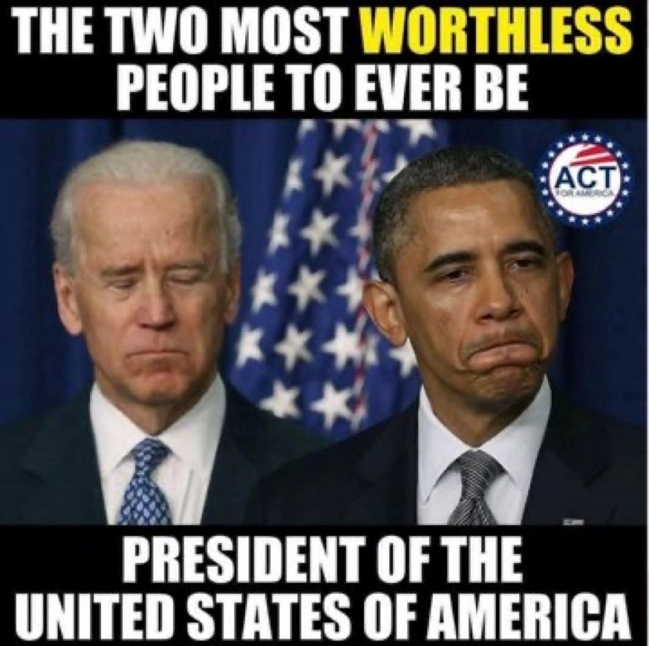 Heartfield5's tweet photo. @Excellentsalvic Two of the worst and weakest “presidents” we’ve ever had.
And Obama is graffiti on the wall of American history! https://t.co/yKuaugQwLu