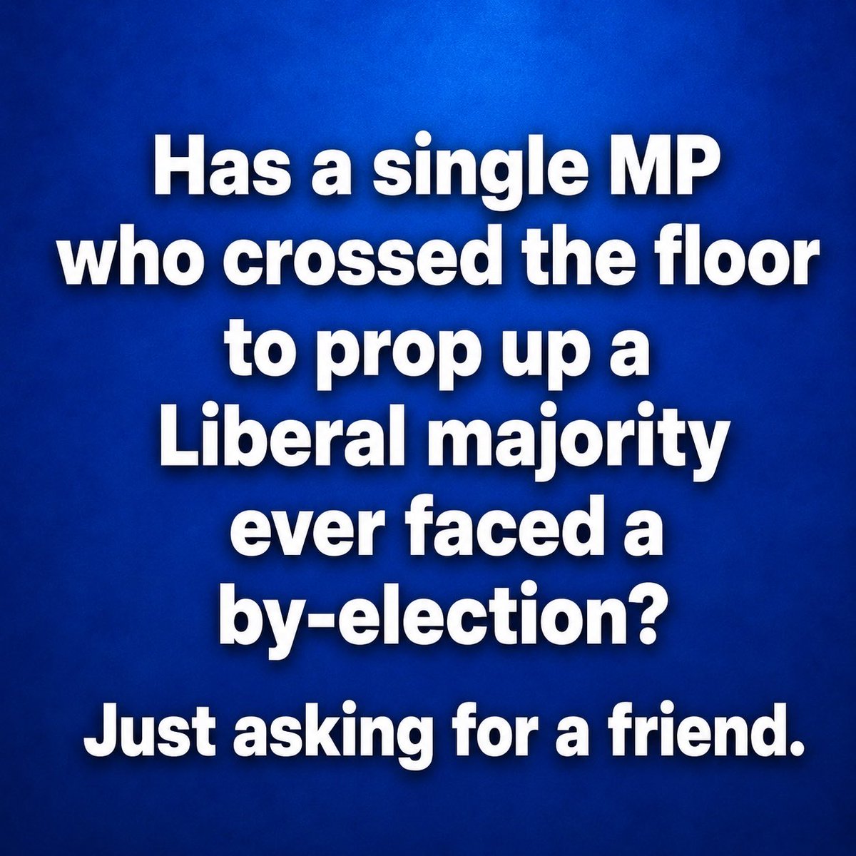 BertaProudDad's tweet photo. When an MP crosses the floor and helps change the balance of power, voters should get the final say.

By-election. Every time.

Agree or disagree?
#cdnpoli #Canada https://t.co/PXhlj9Foa4