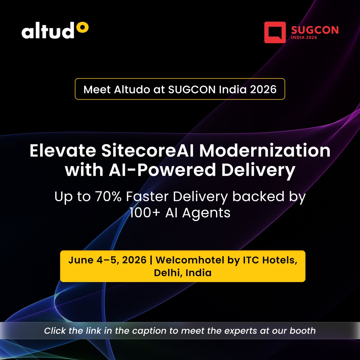 GoAltudo's tweet photo. Want to accelerate your SitecoreAI journey? Join Altudo at #SUGCONIndia2026 to explore AI-led modernization strategies, #FastLane accelerators, and more: https://t.co/79lQFEJm8F
 
 #SUGCONIndia #AltudoExperience https://t.co/6Ouse0CzZw