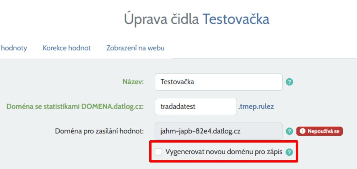 TMEPCZ's tweet photo. V nastavení čidla je možné nechat přegenerovat doménu pro zasílání hodnot z vašeho zařízení. Tato funkce se hodí například v případě, kdy máte podezření, že se vaše stávající doména pro zápis se dostala do nepovolaných rukou. https://t.co/pf8AXY8p4C