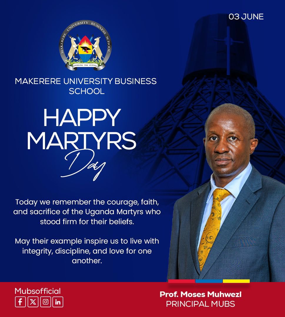 ProfMuhwezi's tweet photo. Happy Martyrs Day.

Today, we pay tribute to the Uganda Martyrs whose faith, courage, and sacrifice remain a lasting source of inspiration and hope. @OfficialMubs @ChurchofUganda_ @StLwangaMubs https://t.co/qabZVOMCZf