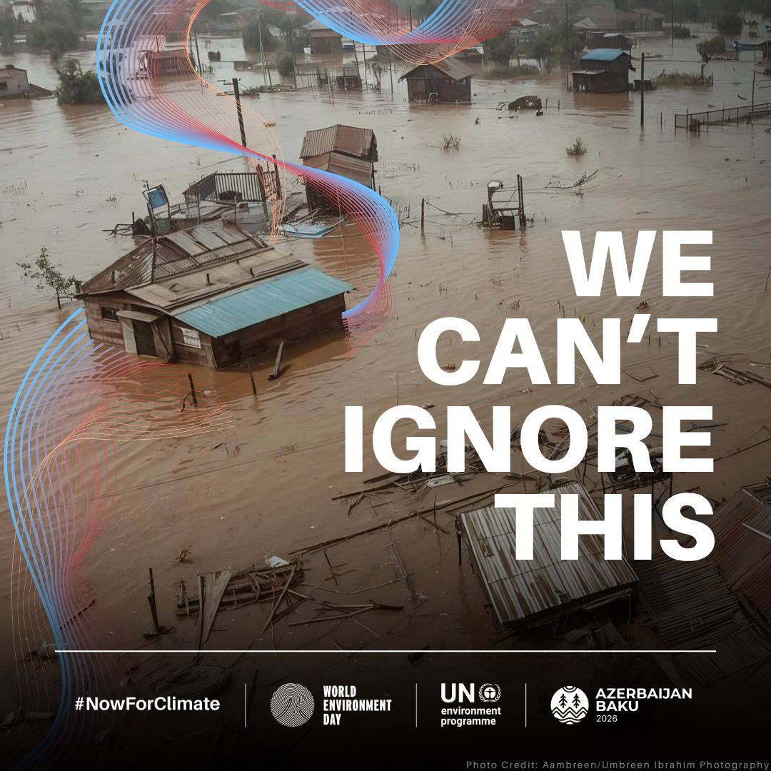 UNEP's tweet photo. Floods are becoming more frequent, more intense and are impacting more lives. 

Resilience is no longer optional. It must shape how we plan, invest, and respond to protect lives and support economies.

The signal is clear:  https://t.co/pF78hkRMBk  

#NowForClimate #WorldEnvironmentDay