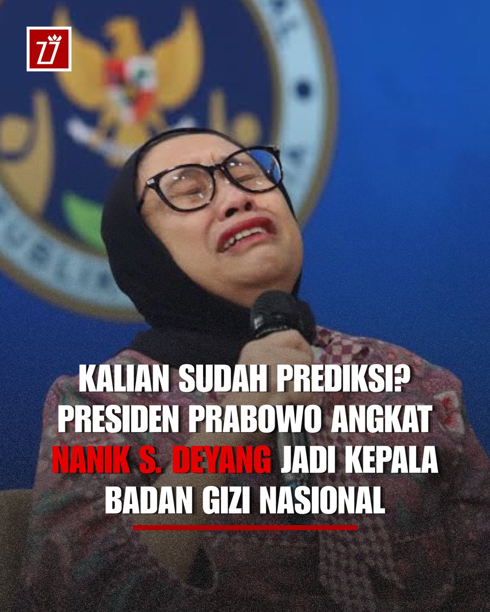 populipos's tweet photo. KALIAN SUDAH PREDIKSI? Pasca-pencopotan Dadan Hindayana, Presiden Prabowo resmi angkat Nanik S. Deyang jadi Kepala Badan Gizi Nasional yang baru! Langkah kilat ini diambil demi amankan akselerasi program makan bergizi gratis agar gak terhambat! https://t.co/QmlEsjBYFw