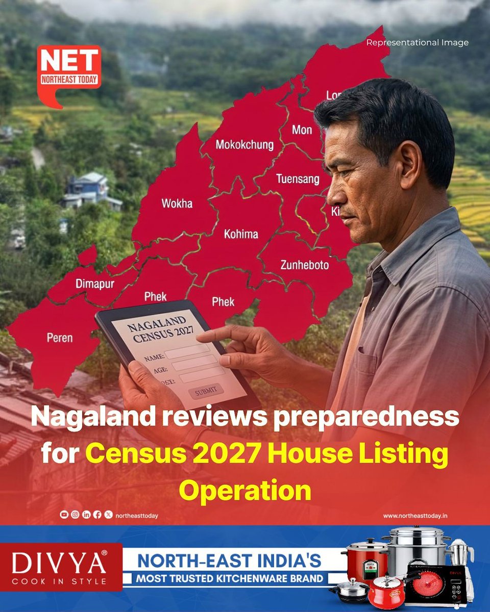 NortheastToday's tweet photo. #Nagaland | The State Level Census Coordination Committee (SLCCC) in Nagaland reviewed preparations for the first phase of Census 2027 during a meeting held yesterday.

Read more..
https://t.co/5eOlFEqcpO

#Census2027 #SLCCC #PopulationCensus #DataCollection #Governance #NortheastToday