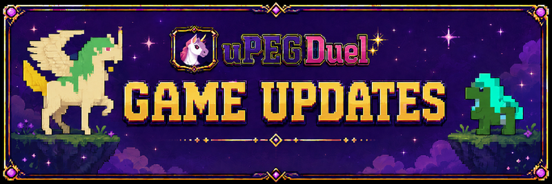 uPEGDuel's tweet photo. ✨ uPEGDuel v1.4.0

🆕 NEW FEATURE
1. Final rounds now build to a climax — the round badge counts down (FINAL 3 → FINAL 2 → Final Round) and a one-time banner on the deciding round spells out the rule: if round 10 ends undecided, the defending team wins.
2. Mobile ladder slimmed down — a compact 2-line summary replaces the old 3-tile hero, the prize pool now shows its USD value, and a sticky Challenge button stays in reach while you scan a team.

🔧 BUG FIXES
1. A tied battle now shows Time Out (for you) / Defended (for the opponent) instead of a plain Defeat — so you can tell you ran out the clock rather than got wiped.
2. Cleaner battlefield — the defender and round labels now sit inside the scene, the empty strip above the board is gone, and the share button no longer clutters a live battle.
3. Sharper, more readable text across the app (Trainer, Ladder and Team pages plus modals), with a roomier desktop layout.

→ https://t.co/DNGcfCqXws｜$uPEG