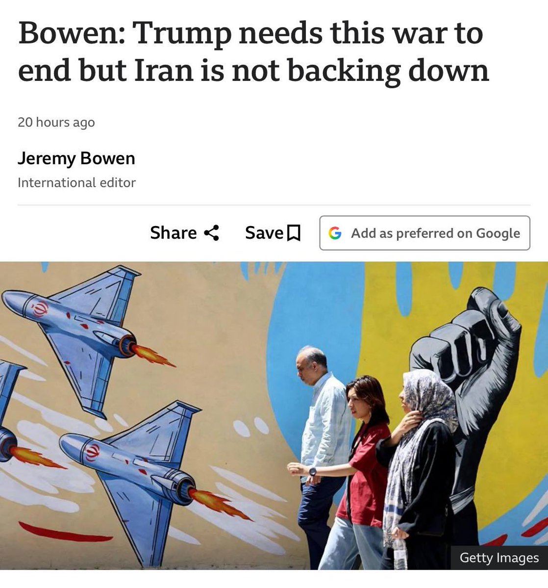 Truthtellerftm's tweet photo. Iran war, day 95! Trump resumes war and Iran hits back!

Trump’s little voice says a deal with Iran could "happen today, it could happen tomorrow, it could happen next week."

Meanwhile, 

Trump needs the Iran war over, but Tehran isn’t backing down, BBC writes.

And Rubio: “Today, there is no Iranian navy. There is no such thing. There is no navy. There is no Iranian navy.”

So which navy that is controlling the SOH?

Prior to Trump/Israel’s strikes on Qeshm island, Iranian promised they would escalate their retaliation and they did. 

Iran struck 4 GCC terror states and a Mossad made in Iraq. 

This was in response to US targeting a communications tower affiliated with the Revolutionary Guard in the south of Qeshm Island with air-to-surface missiles. Last night,  the US army targeted an Iranian oil tanker with an air-launched missile near the Strait of Hormuz, causing damage to the engine room of the tanker. A hell fire missile was used. 

-IRGC ballistic missile strike on Ali Al-Salem Air Base in Kuwait and camp Arifjan
-Iran also struck the city of "Al-Surra" in southern Kuwait
-Iran launched a total of 10 ballistic missiles towards Kuwait
-Iran also struck targets in UAE, Saudi Arabia and Bahrain at the US 5th fleet 
-About half of the US naval fleet in west Asia is on Bahrain 
-there is media blackout in the GCC states and they are covering damage to U.S. bases and casualties 

Iran’s Air Force carried out airstrikes on the headquarters of Mossad/Kurdish separatist groups in Erbil, located in Iraq’s Kurdistan Region. 
-The fighter jets reportedly took off from Ahvaz.

-The IRGC targeted the MSC Panaya, a Liberian-flagged cargo ship, in the SOH in response to the U.S. Navy’s targeting of the Iranian Lexie oil tanker

Per the spokesperson for the National Security Committee of the Shura Council, Ibrahim Rezaei, via "X": 

The Americans have proven that they understand the language of missiles better than the language of diplomats

Per  Jerusalem Post, Epstein business partner and former occupied Palestine PM Ehud Barak:

- "Israel" cannot eliminate Hezbollah without occupying Lebanon, which is an impractical idea.
- The Israeli government has plunged us into the most dangerous diplomatic and security crisis in the country's history and is misleading public opinion while the army is being drained to the maximum.

Israel’s UN ambassador was crying about Hebollah’s FPV drones and acknowledges that Israel has no solution for it. 

Recall this drone tech relies on guiding the drone with a high-precision fiber optic cable instead of traditional wireless broadcasting and it gives the operator stable and interception-proof control capabilities and allowed for precise strikes. It cannot be jammed. 

Where does Russia stand following its crushing strike on the other kosher run state?

Per Russian "TASS" agency citing a diplomatic source: 

Resumption of negotiations on Ukraine depends on developments around Iran. Washington is currently not at all considering a peaceful settlement of the situation in Ukraine.

Meanwhile oil price is back to $97/barrel. 

But Trump only cares about Iran’s nuke!

And now, 

Israel is Pressing The US To Assassinate Iran’s Lead Negotiator

Israel is pressing the US to restart heavy airstrikes on Iran that would involve the targeted killing of Iranian Parliament Speaker Mohammad Bagher Ghalibaf, one of Tehran’s lead negotiators, and attacks on the country’s oil infrastructure, Capital & Empire reported on Thursday.

The report, which cited US sources familiar with a classified report circulating within the US intelligence community, said Israel is aggressively pushing for the US to abandon talks with Iran and insisting that destroying oil infrastructure in the country could bring about regime change while also downplaying the impact the renewed full-scale war will have on the global economy.