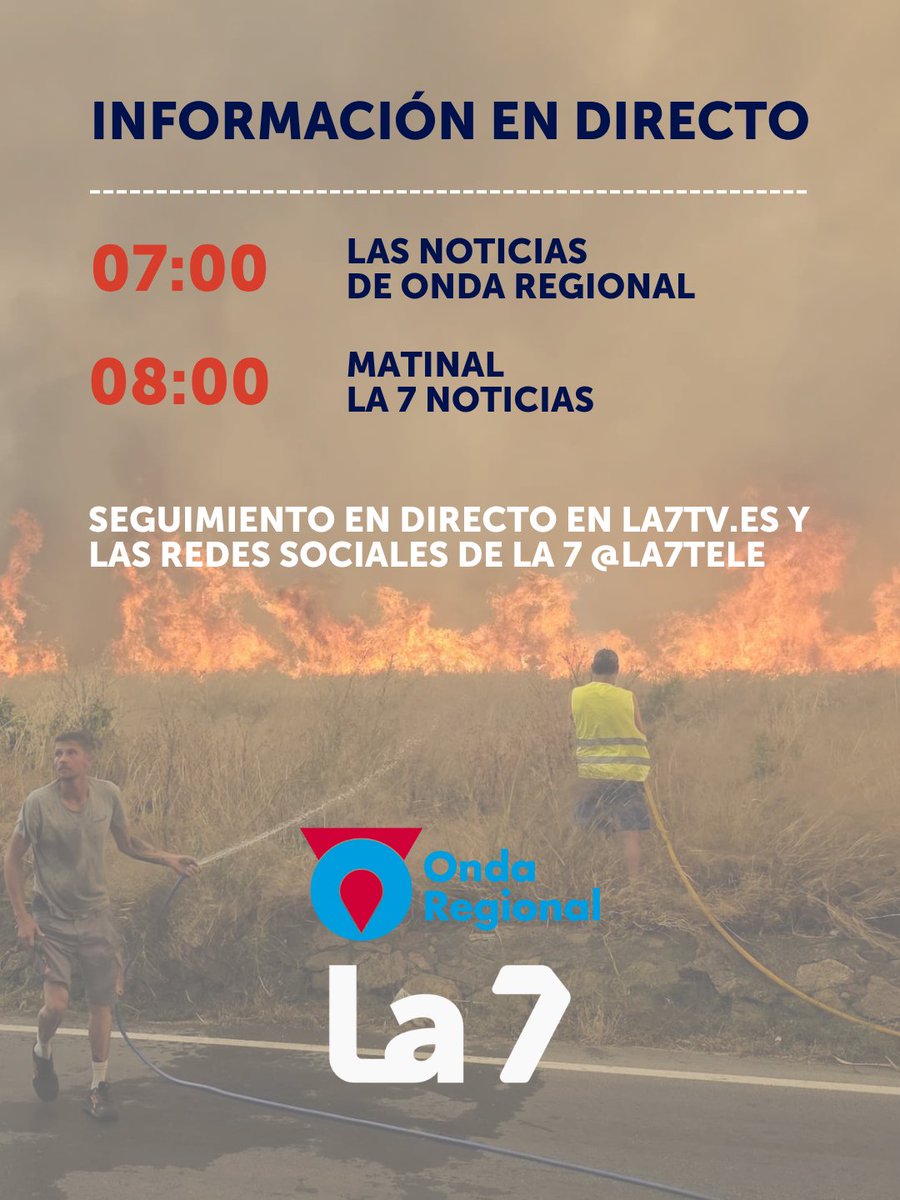 la7tele's tweet photo. Desde primera hora, seguimos pendientes de la evolución de la actualidad con información en directo, actualizada al segundo y con seguimiento permanente en televisión, radio, web y redes sociales.

📻 07:00 h | Las noticias de Onda Regional
📺 08:00 h | Matinal La 7 Noticias

Además, toda la información actualizada minuto a minuto estará disponible en https://t.co/eAMEAJdPai y en los perfiles oficiales de La 7 en redes sociales.

Porque cuando la actualidad exige estar cerca, La 7 vuelve a estar donde tiene que estar: contando lo que ocurre, en directo y desde la Región de Murcia.

🔴 Síguelo en La 7, https://t.co/eAMEAJdPai y @la7tele

🔗 https://t.co/DkJ1JiRQpf

#La7 #OndaRegional #RegiónDeMurcia #InformaciónEnDirecto #La7Noticias #ActualidadRM #Murcia #NoticiasMurcia