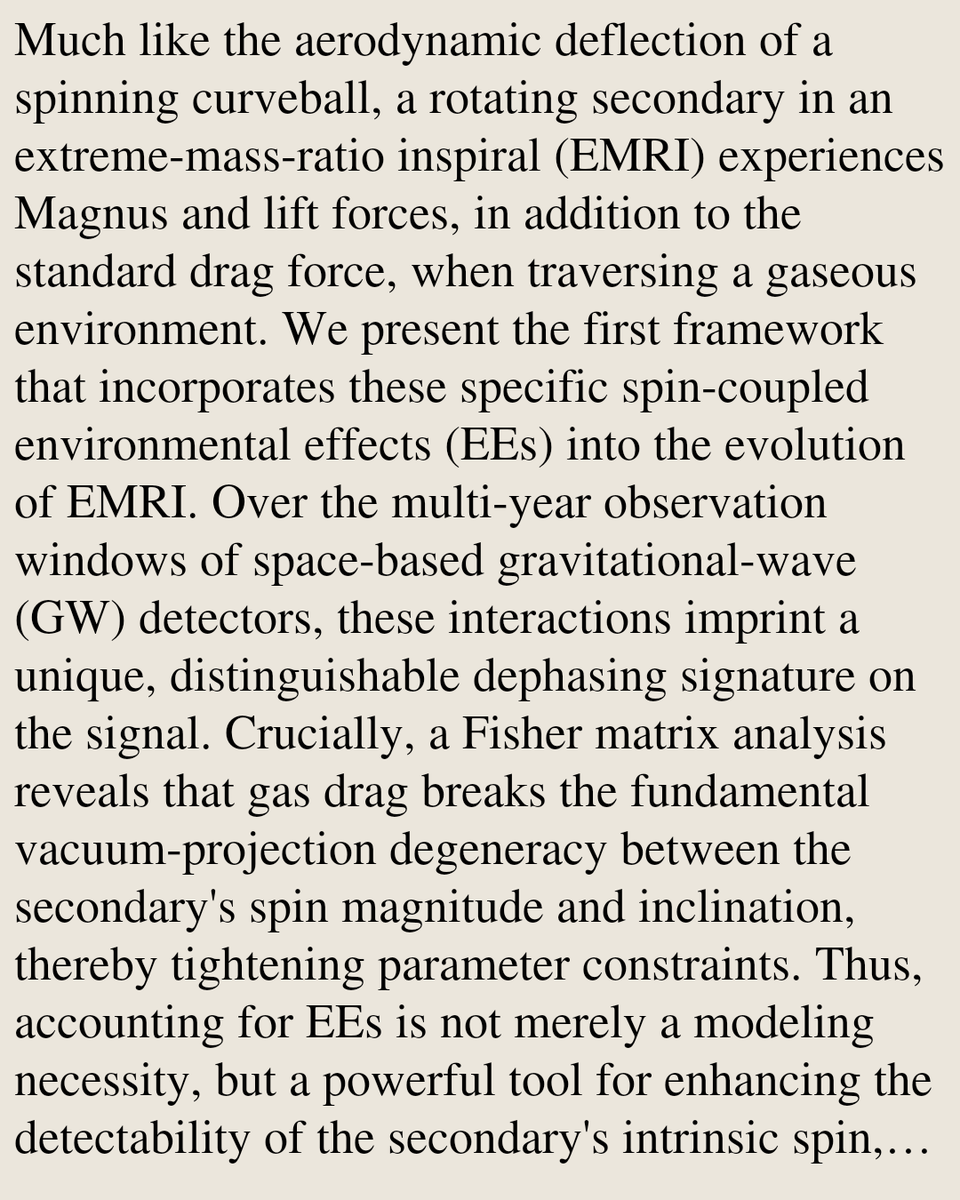RelativityPaper's tweet photo. Pitching Cosmic Curveballs: Environmental Effects on Extreme-Mass-Ratio Inspirals with Spinning Secondaries

Leif Lui, Lisa V. Drummond, Alejandro Torres-Orjuela
https://t.co/BHQLrGKp0u [𝚐𝚛-𝚚𝚌 𝚊𝚜𝚝𝚛𝚘-𝚙𝚑.𝙷𝙴] https://t.co/KbVMk8iT8C