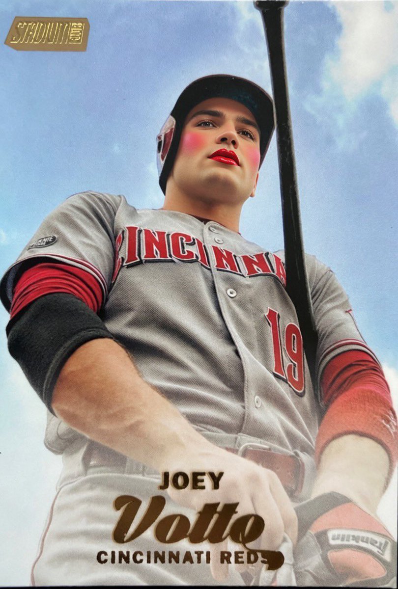 TheBitcoinTrain's tweet photo. @RetroCardSnaps This is my Super Short Print Votto with lipstick &amp; blush. It’s a pride month exclusive. Joey Votto, we accept you just the way you are.. https://t.co/0WdINiwfzY