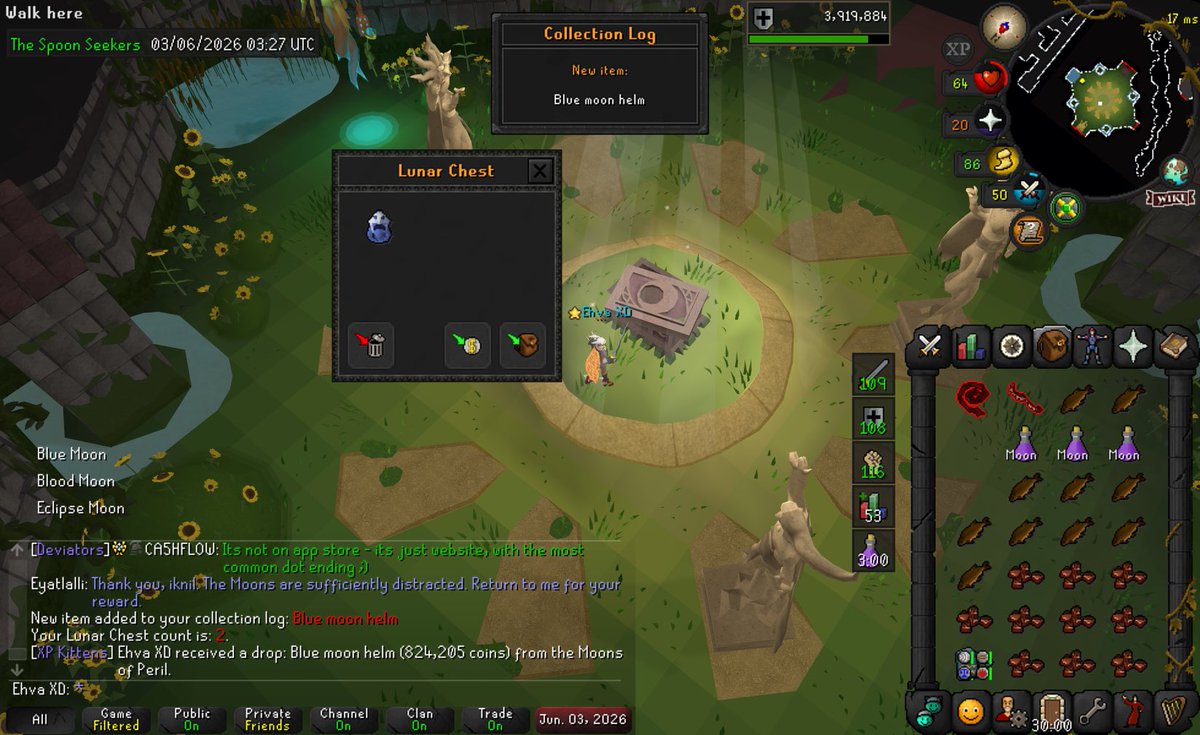CatFishXP's tweet photo. My 2nd + 3rd kc b2b blue moon set for bingo on main 

crazy, never did moons before besides on leagues 
#englandluck #osrs https://t.co/28DJtDiAiL