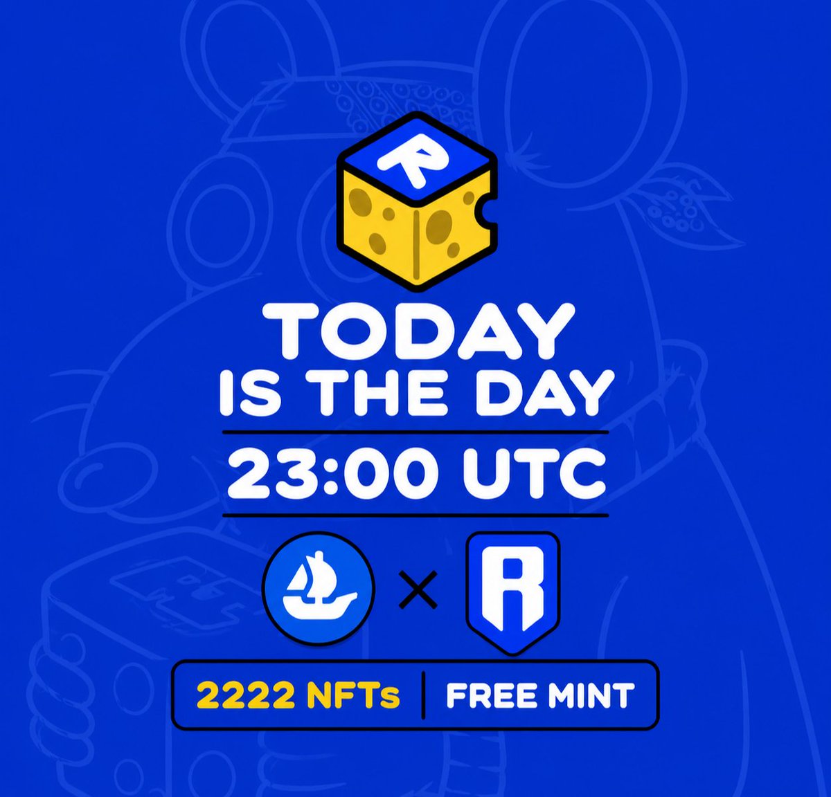 OgRats_'s tweet photo. Only 18 hours left 🧀

The OG Rats Free Mint launches at 23:00 UTC 🔥

2222 NFTs
Free Mint https://t.co/4ILundKRgj