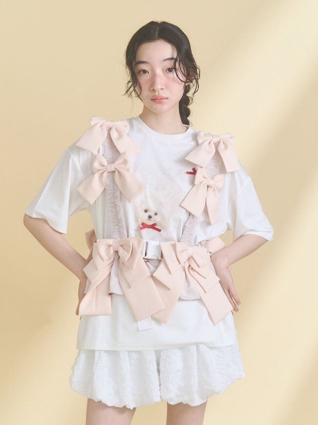 ▷再入荷アイテム Tulle ribbon harness オフホワイト/ピンク/ブルー