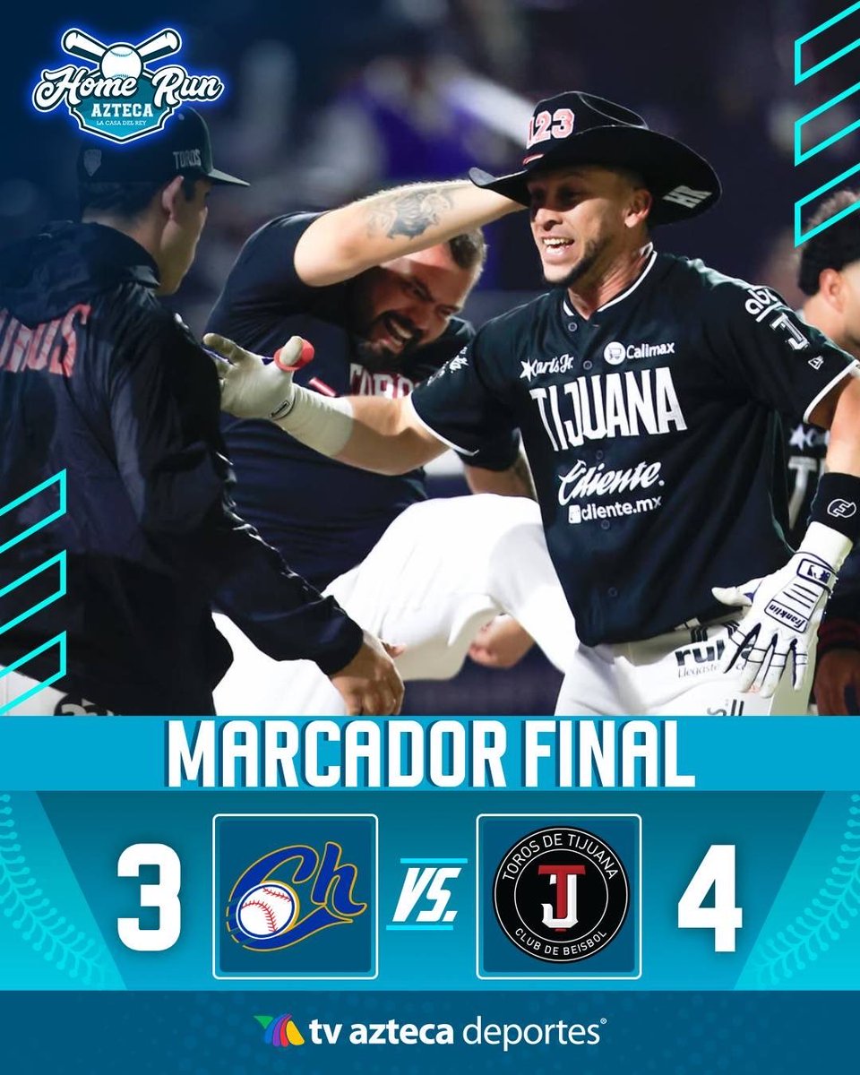 HomeRunAzteca's tweet photo. ¡Triunfan en casa! 🐂💪

Apretada victoria para los Toros que contaron con un oportunísimo cuadrangular de Hernán Pérez para vencer a Charros. 

#HomeRunAzteca https://t.co/QYyp5SXpyw