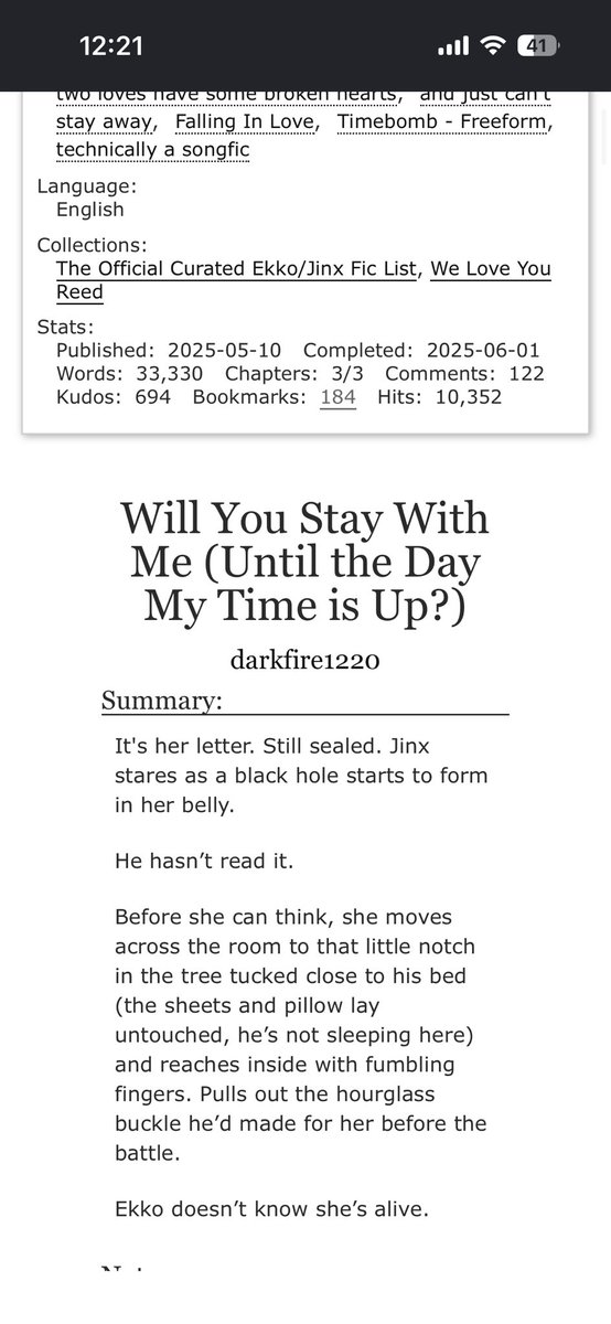 RaptorOnTop's tweet photo. Anyone have any fics similar to this one, where ekko goes off the deep end after the war thinking jinx is dead? Would really appreciate it. https://t.co/RGuc2HL8Om