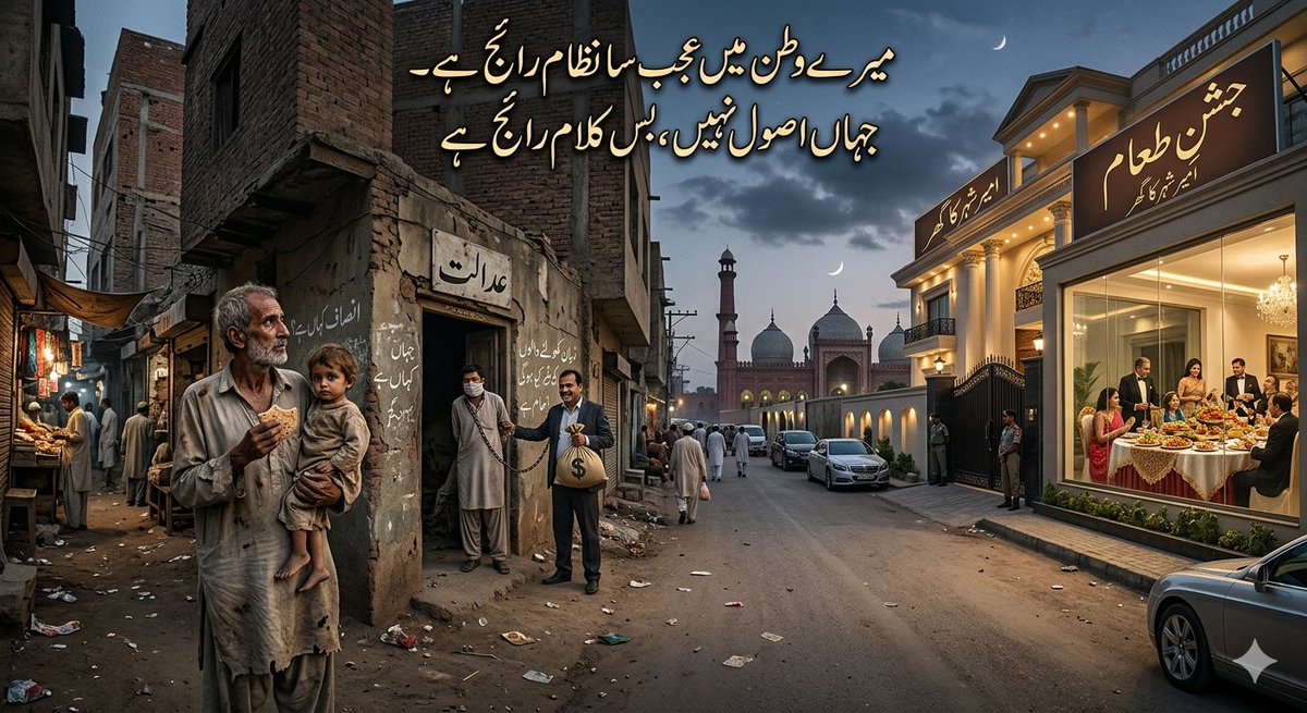 abboto50's tweet photo. میرے وطن میں عجب سا نظام رائج ہے
جہاں اصول نہیں، بس کلام رائج ہے

جہاں غریب سسکتا ہے ایک روٹی کو
امیرِ شہر میں جشنِ طعام رائج ہے

عدالتوں میں یہاں بک رہے ہیں منصف بھی
گنہگاروں کو ہر سو انعام رائج ہے

زبان کھولنے والوں کی خیر کیا ہوگی
کہ اس دیار میں ظلمِ مدام رائج ہے https://t.co/GaPYPFm8Kf