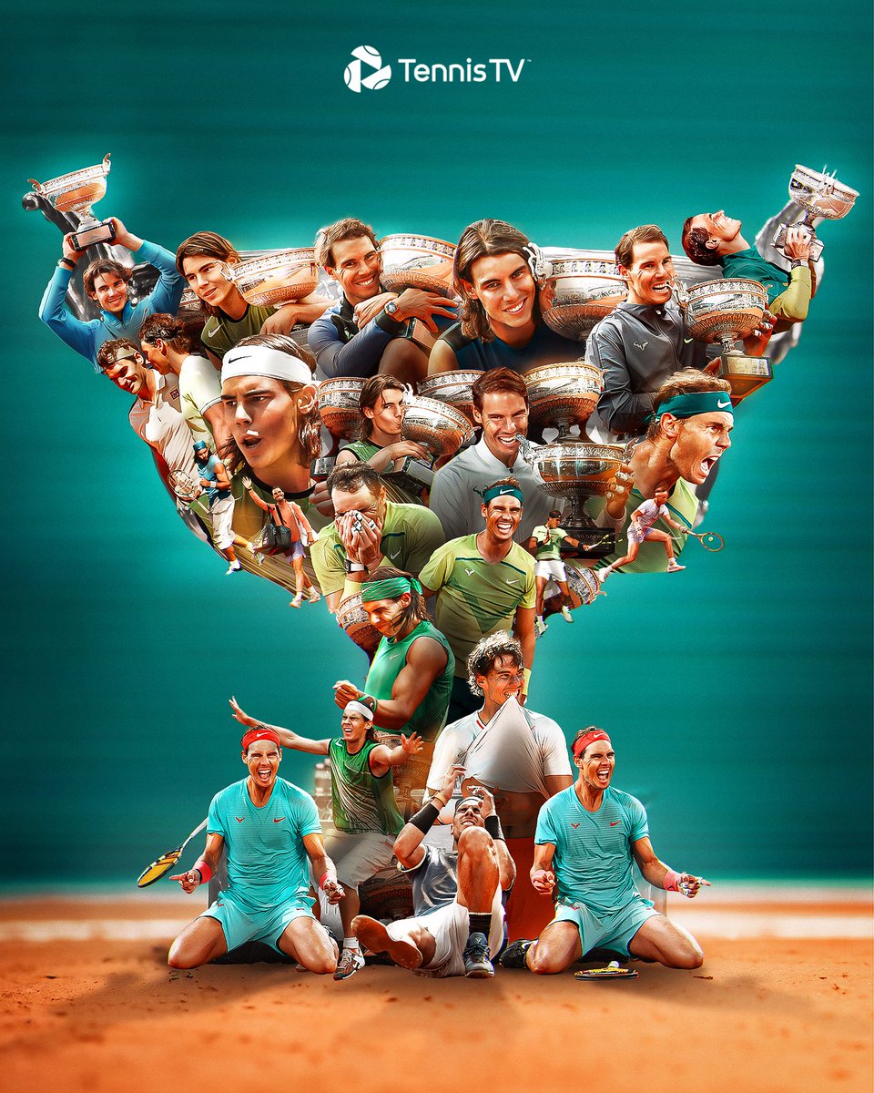 TennisTV's tweet photo. Happy 40th birthday, Rafa! 👑

🏆 2005
🏆 2006
🏆 2007
🏆 2008
🏆 2010
🏆 2011
🏆 2012
🏆 2013
🏆 2014
🏆 2017
🏆 2018
🏆 2019
🏆 2020
🏆 2022

The King of Clay. https://t.co/u9Ucv0nc2a