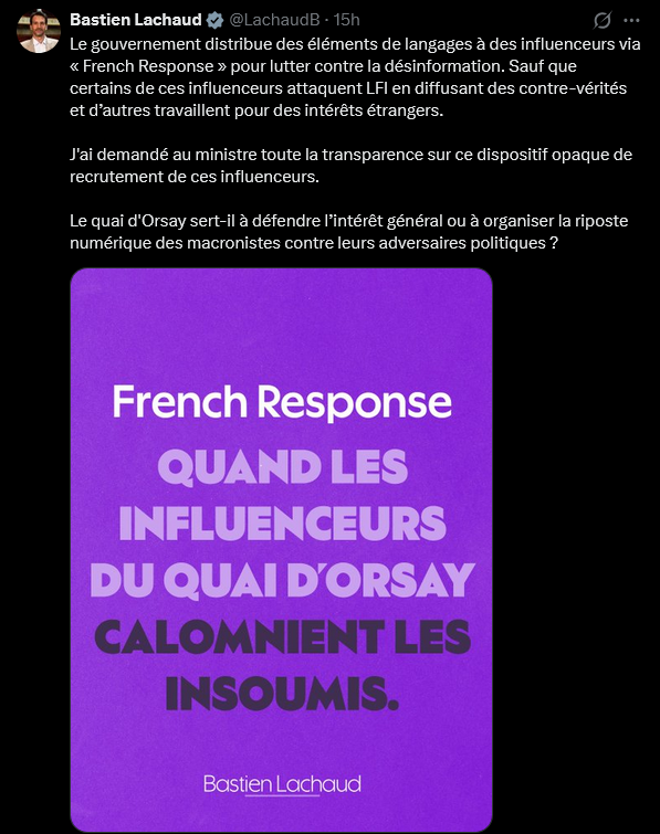 ObsDelphi's tweet photo. 🇫🇷Je viens vous annoncer que j'ai officiellement la meute LFI à mes trousses.

Le député @LachaudB m'a nommé à 3 reprises, me reprochant de lutter contre la désinformation avec les équipes du Quai d'Orsay et de critiquer la politique étrangère de Mélenchon.

1/12 https://t.co/xYvRJgMlhQ