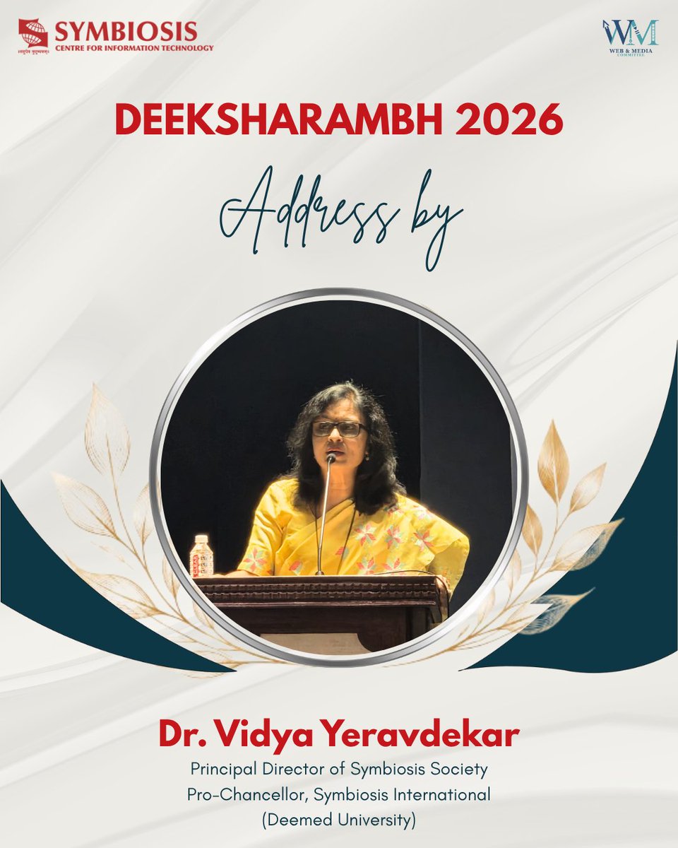 MBA_SCIT's tweet photo. Dr. Vidya Yeravdekar, Pro Chancellor, SIU, encouraged students to set clear goals, embrace diversity, and value collaboration. The session emphasized discipline, learning beyond the classroom, and stepping out of comfort zones for holistic growth.

#Symbiosis #SIU #SCIT https://t.co/TzU3PtBMdv