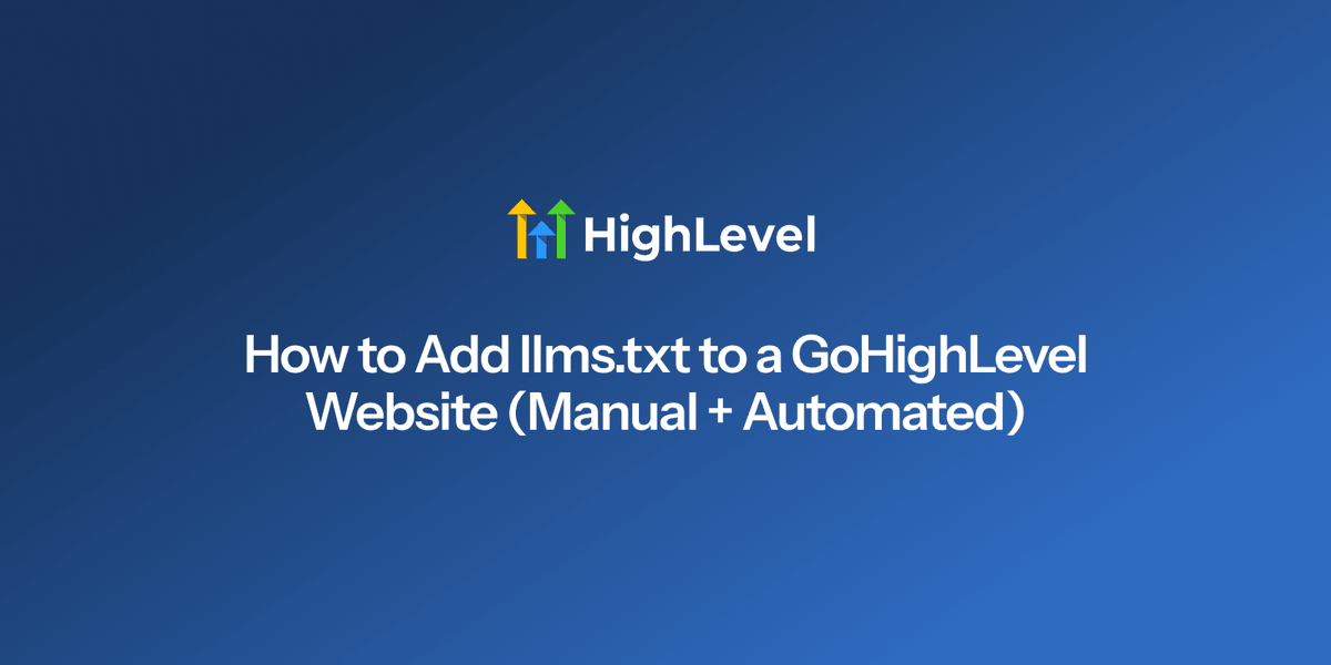 zeon_studio's tweet photo. How to Add llms.txt to a GoHighLevel Website (Manual + Automated) - https://t.co/I5fS6us0hs https://t.co/sAVpp7gfDk