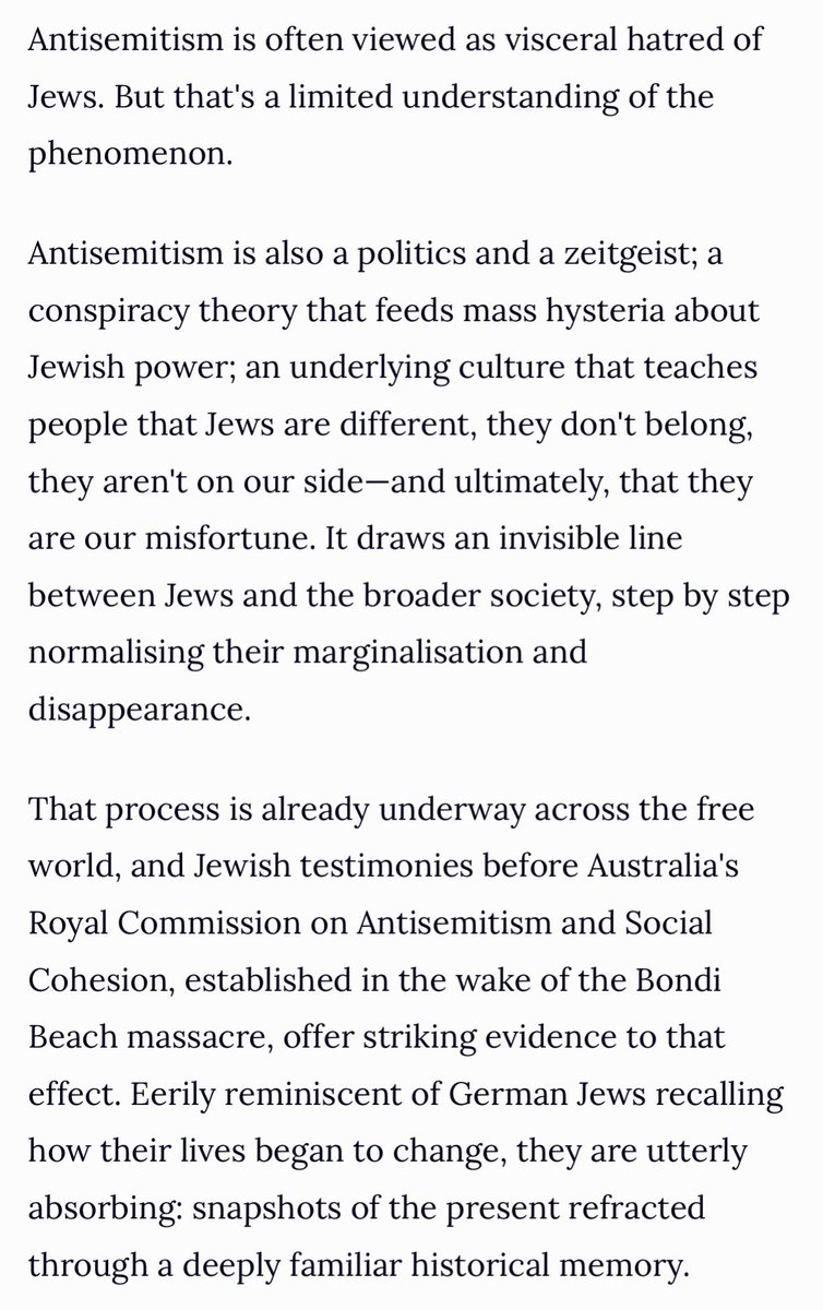 glykosymoritis's tweet photo. Open Hiding: Jewish testimonies before #Australia's Royal Commission paint a portrait of a culture already transformed—one in which Jewishness has become a professional and social liability https://t.co/CYFHUsR7jv By @IzaTabaro #antisemitism #conspiracism https://t.co/b1NOEG4jYd