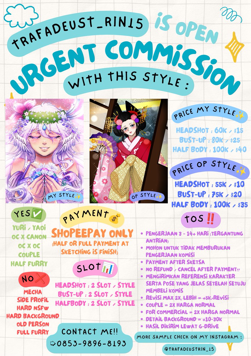 amamiyarin_05's tweet photo. TrafaDEustRin_15 OPEN URGENT COMMISSION
For more Information you can DM on Instagram with this link
https://t.co/zR1JF44hm3

#comissioned #opencomisson #komisi #fanart #comis #art #ONEPIECE https://t.co/oQq5GUYgyl